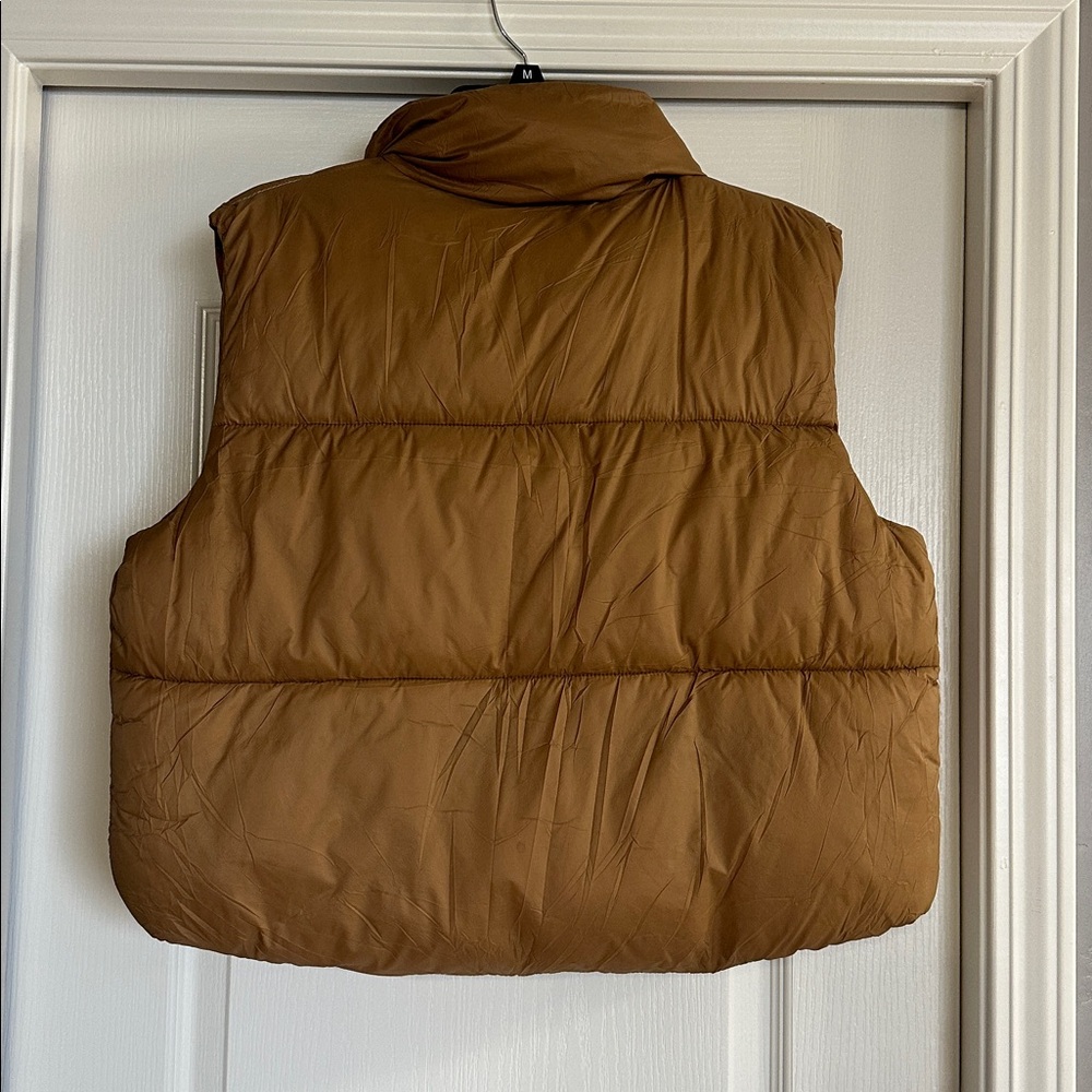 Cropped Camel Colored Puffer Cozy Winter Vest - Picture 7 of 7
